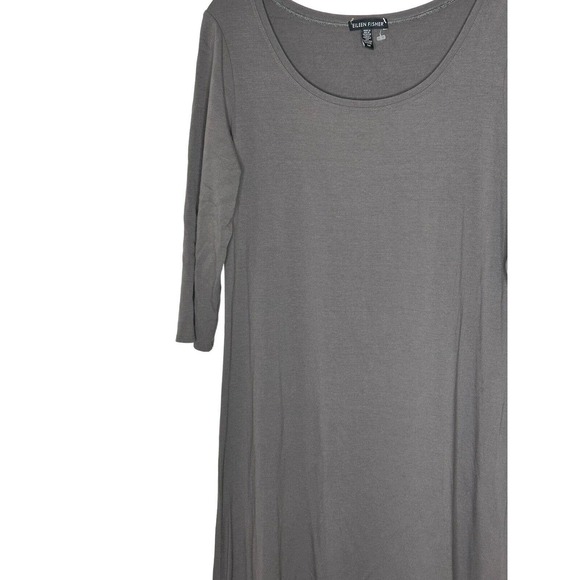 Eileen Fisher 3/4 Sleeve Knit Dress Size Small A Line Stretch Career Wear Gray - Picture 4 of 9